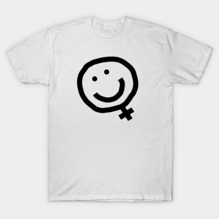 Black Line Minimal Feminism Female Smile T-Shirt